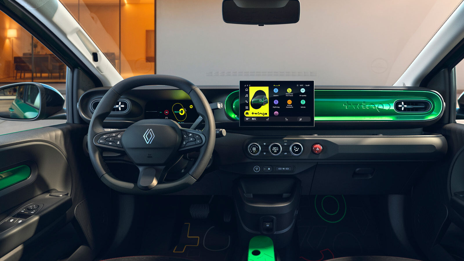 Renault Twingo eléctrico interior verde