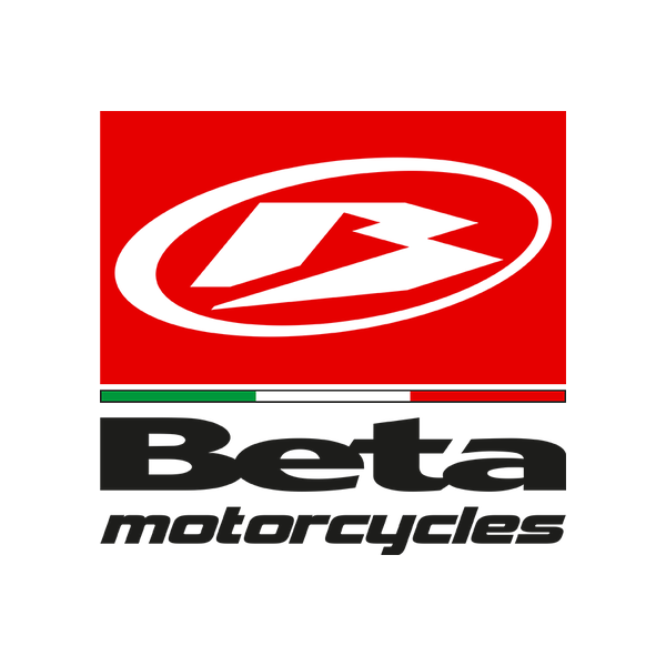 Logo de Beta: una B con forma de flecha sobre fondo rojo