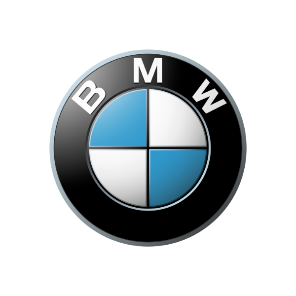 Logo de BMW: un círculo negro con cuadrantes azules y blancos