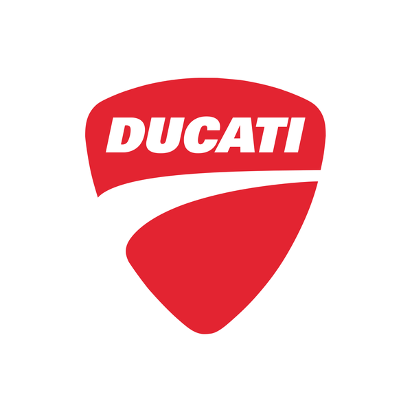 Logo de Ducati: un escudo rojo con el nombre DUCATI