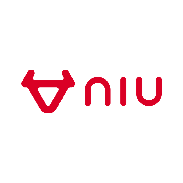 Logo de NIU: un emblema rojo que parece la cabeza de un toro