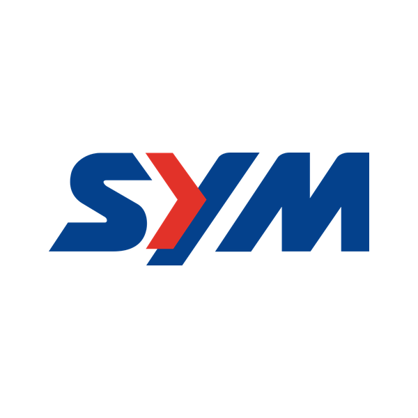 Logo de SYM: las letras SYM en azul e inclinadas